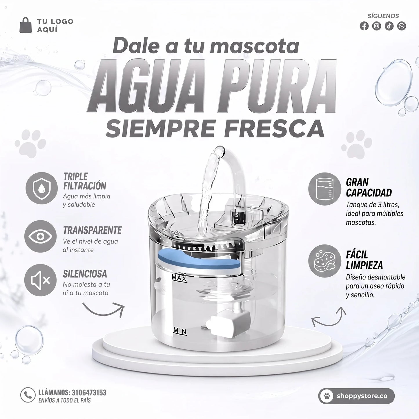Fuente Bebedero para mascotas